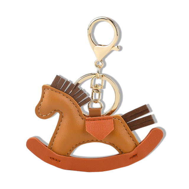 Sweet pony pendant cartoon rocking horse leather pendant  keychain bag charms