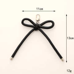 PU leather sweet handmade bow keychain bag charm pendant