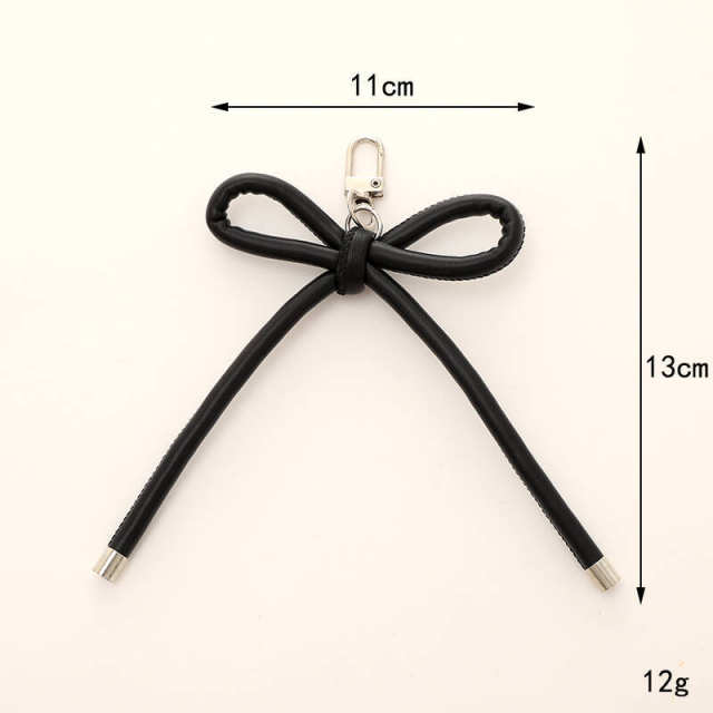 PU leather sweet handmade bow keychain bag charm pendant