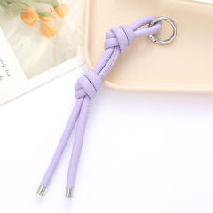 DIY PU Leather knotted keychain bag charm pendant