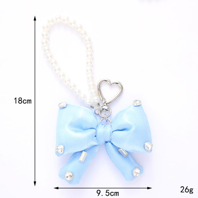 Sweet imitation pearl chain big bow keychain bag charm pendant