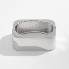 Chunky gold silver metal square shape geometric bangle