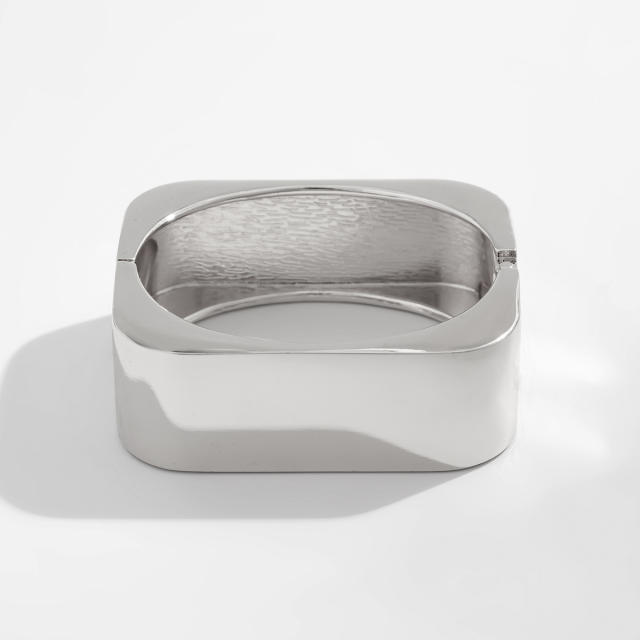 Chunky gold silver metal square shape geometric bangle