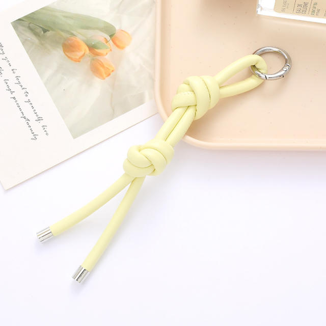 DIY PU Leather knotted keychain bag charm pendant