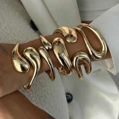 Hip-Hop Future-Sense Metal Gloom Bracelet Trendy Geometric Water Drops chunky bangle