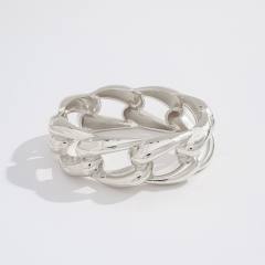 Chunky metal imitation pearl twist spring buckle bangle bracelet
