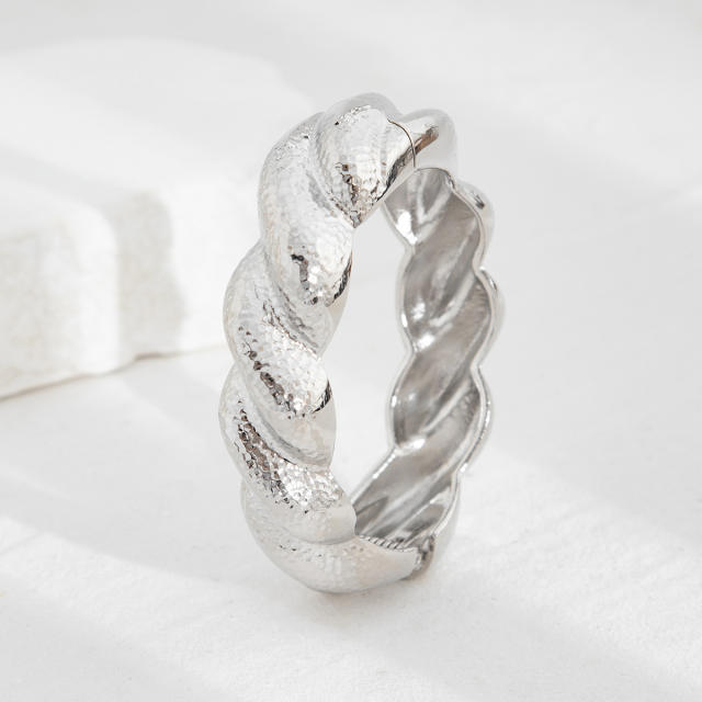 Liquid metal smooth Chunky bangle bracelet geometric wind texture bangle