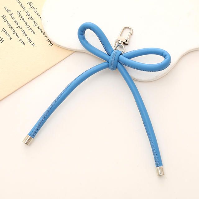 PU leather sweet handmade bow keychain bag charm pendant