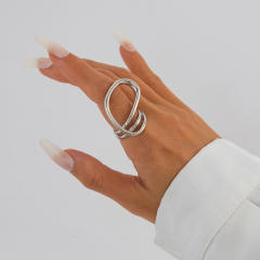 Exaggerated irregular metal pleated matte bracelet bangle set