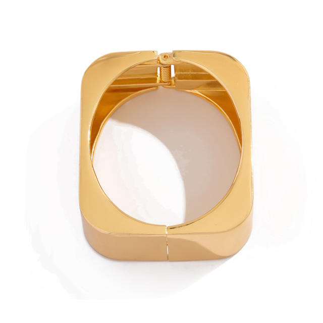Chunky gold silver metal square shape geometric bangle