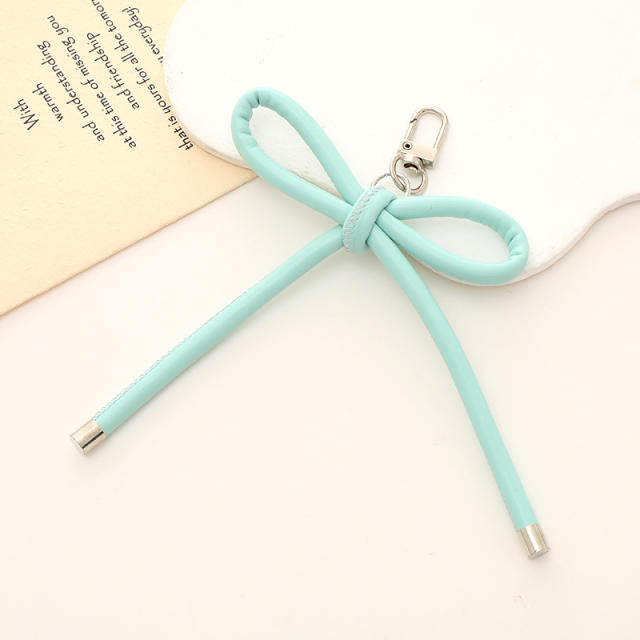 PU leather sweet handmade bow keychain bag charm pendant