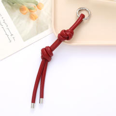 DIY PU Leather knotted keychain bag charm pendant