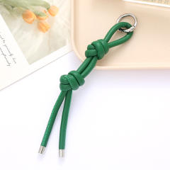 DIY PU Leather knotted keychain bag charm pendant