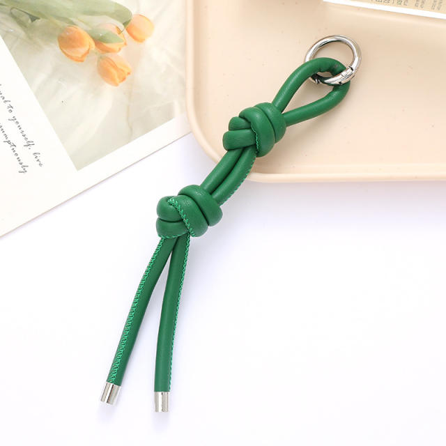 DIY PU Leather knotted keychain bag charm pendant