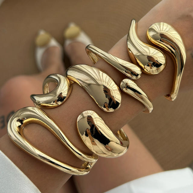 Hip-Hop Future-Sense Metal Gloom Bracelet Trendy Geometric Water Drops chunky bangle