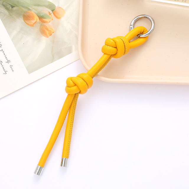 DIY PU Leather knotted keychain bag charm pendant