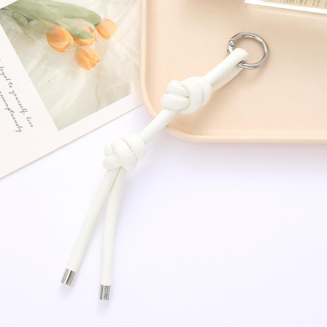 DIY PU Leather knotted keychain bag charm pendant