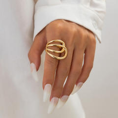 INS chunky smooth metal bangle bracelet set