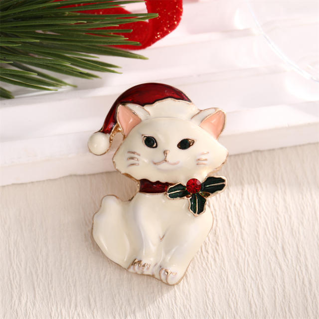 Korean style cute Christmas cat brooch Christmas tree Santa Claus romantic pin