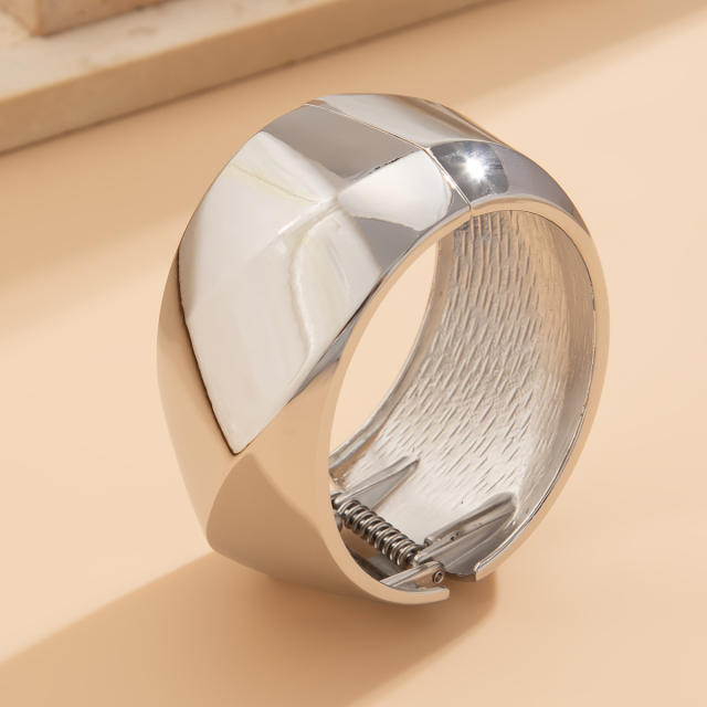 Chunky metal smooth surface bangle bracelet set