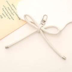 PU leather sweet handmade bow keychain bag charm pendant