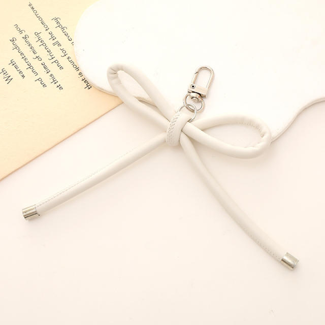 PU leather sweet handmade bow keychain bag charm pendant