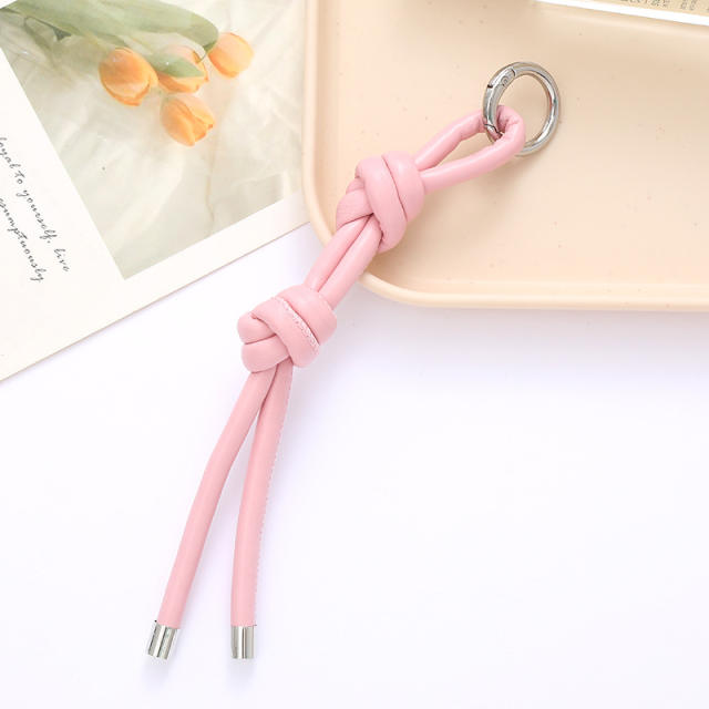 DIY PU Leather knotted keychain bag charm pendant