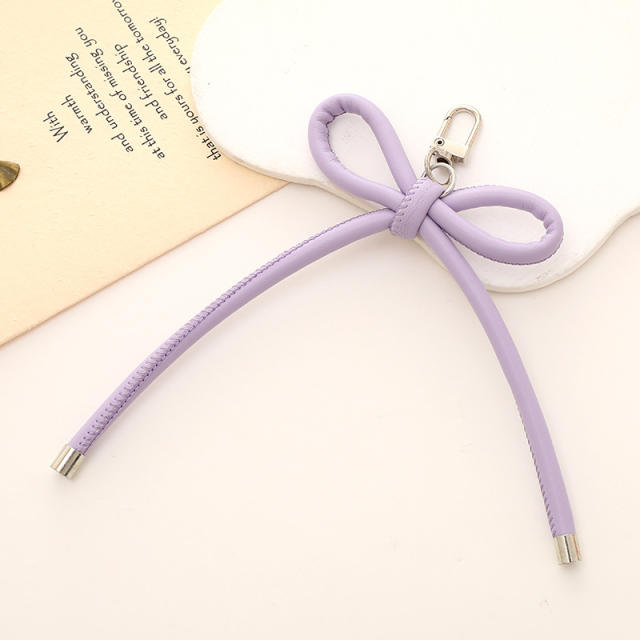 PU leather sweet handmade bow keychain bag charm pendant