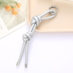 DIY PU Leather knotted keychain bag charm pendant