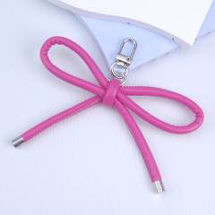 PU leather sweet handmade bow keychain bag charm pendant