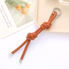 DIY PU Leather knotted keychain bag charm pendant