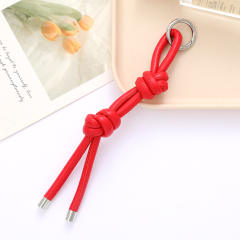 DIY PU Leather knotted keychain bag charm pendant