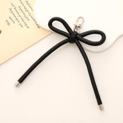 PU leather sweet handmade bow keychain bag charm pendant