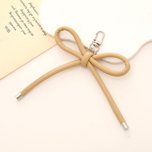 PU leather sweet handmade bow keychain bag charm pendant