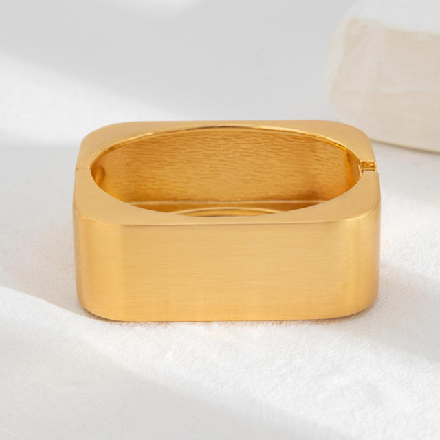 Chunky gold silver metal square shape geometric bangle