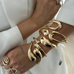 Hip-Hop Future-Sense Metal Gloom Bracelet Trendy Geometric Water Drops chunky bangle