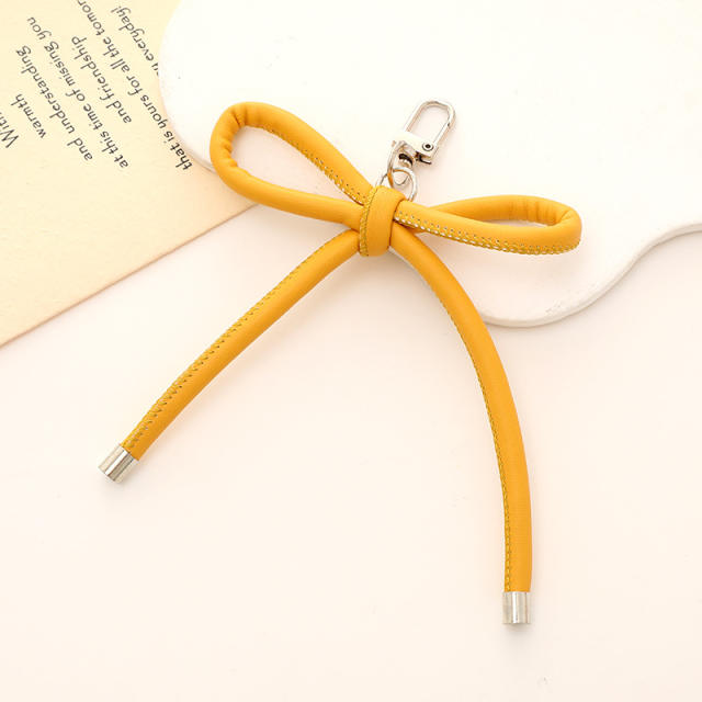 PU leather sweet handmade bow keychain bag charm pendant
