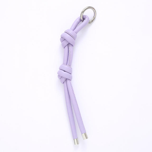 DIY PU Leather knotted keychain bag charm pendant