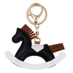 Sweet pony pendant cartoon rocking horse leather pendant  keychain bag charms