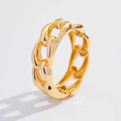 Chunky metal imitation pearl twist spring buckle bangle bracelet