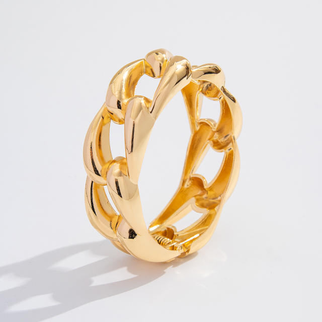 Chunky metal imitation pearl twist spring buckle bangle bracelet