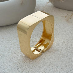 Chunky gold silver metal square shape geometric bangle