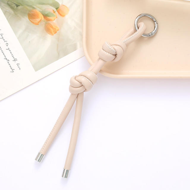 DIY PU Leather knotted keychain bag charm pendant