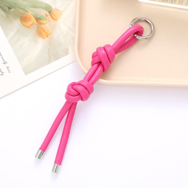 DIY PU Leather knotted keychain bag charm pendant