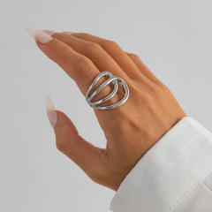 Hammer patttern chunky metal bangle bracelet set