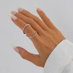 INS chunky smooth metal bangle bracelet set