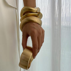 Chunky punk style matte wide version spring buckle bracelet