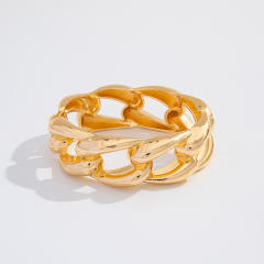 Chunky metal imitation pearl twist spring buckle bangle bracelet