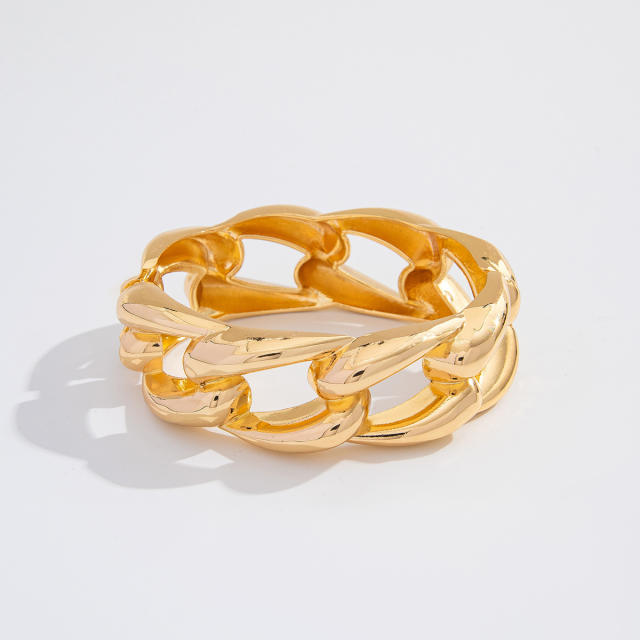 Chunky metal imitation pearl twist spring buckle bangle bracelet