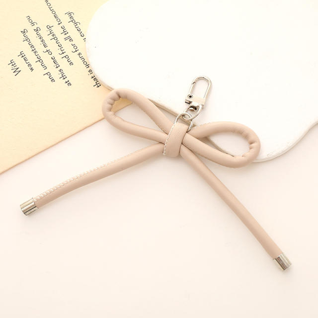 PU leather sweet handmade bow keychain bag charm pendant